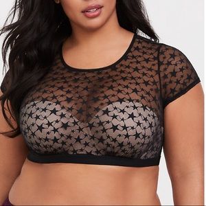 NWT Black star mesh crop top